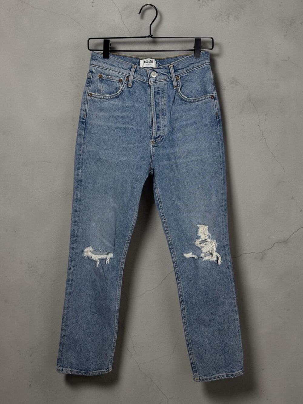 Agolde Riley High Rise Straight Crop Ripped Jeans Whiplash